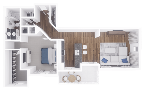 a floor plan of a 1 bedroom apartment